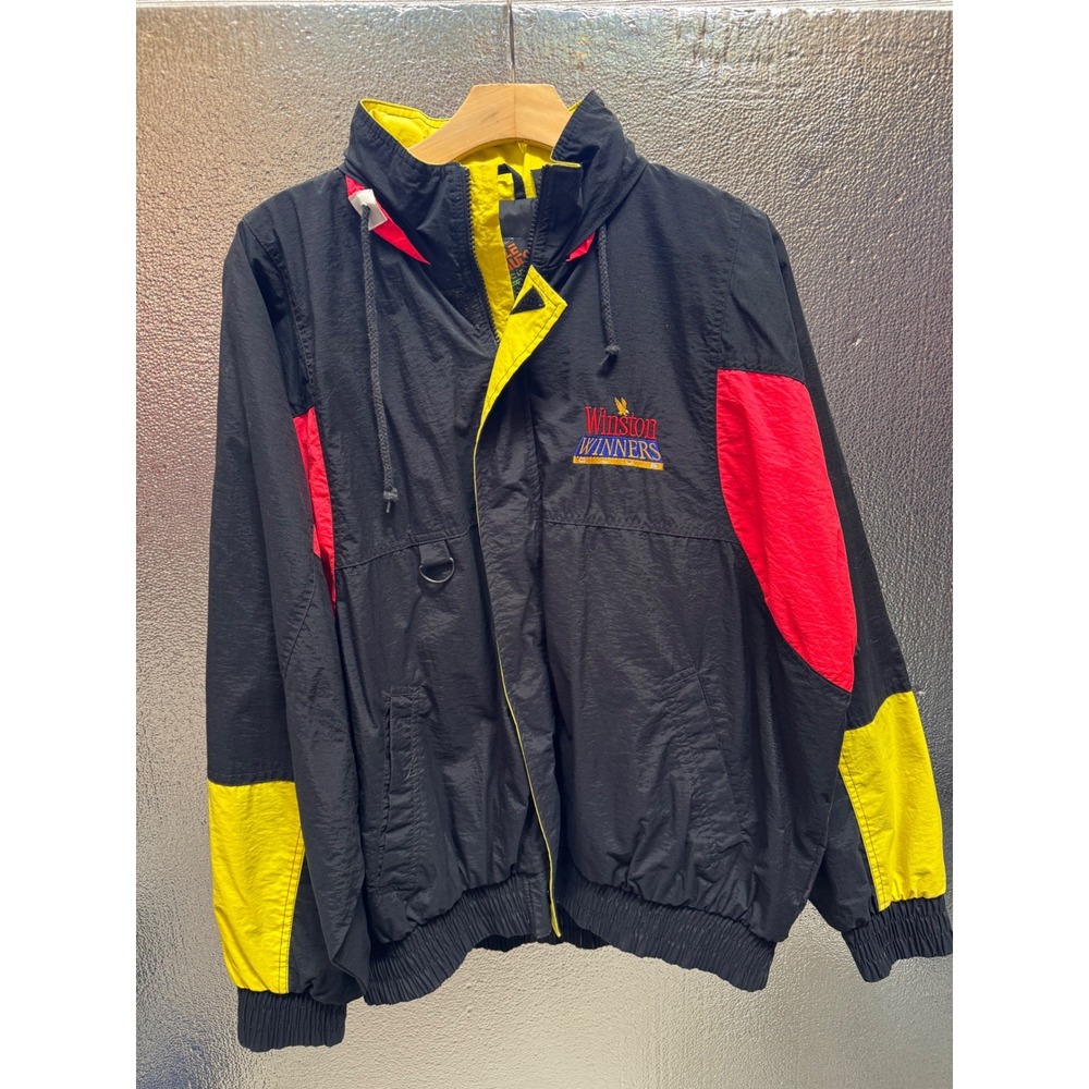 Vintage 1993 Style Auto Racing Winston Winners Club Jacket XL Black Red‎ Yellow